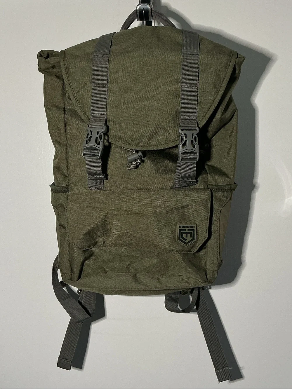 Anna Olive Green Canvas Backpack with Dark Gray Straps